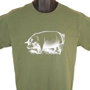 Peg Leg Porker T Shirt Mens Size Medium Green Nashville Tennessee BBQ Pig